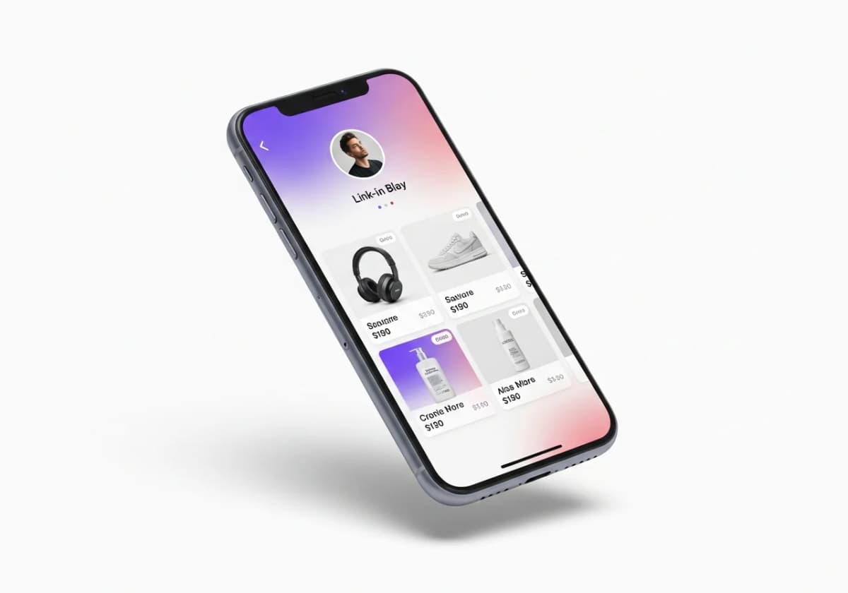 LinkWish product page mockup showing a creator's shoppable wishlist